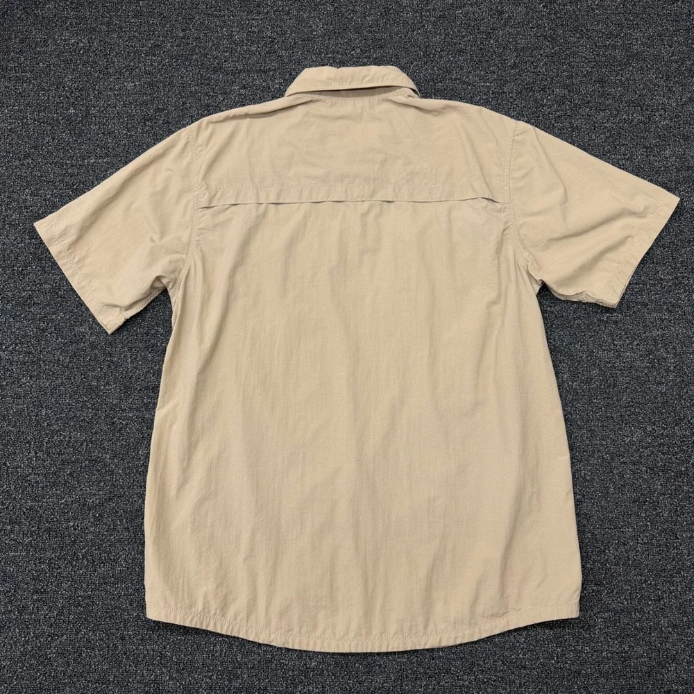 The‎ North Face Mens Large Tan Short Sleeve Button Down Hiking Shirt CEX6 TB50